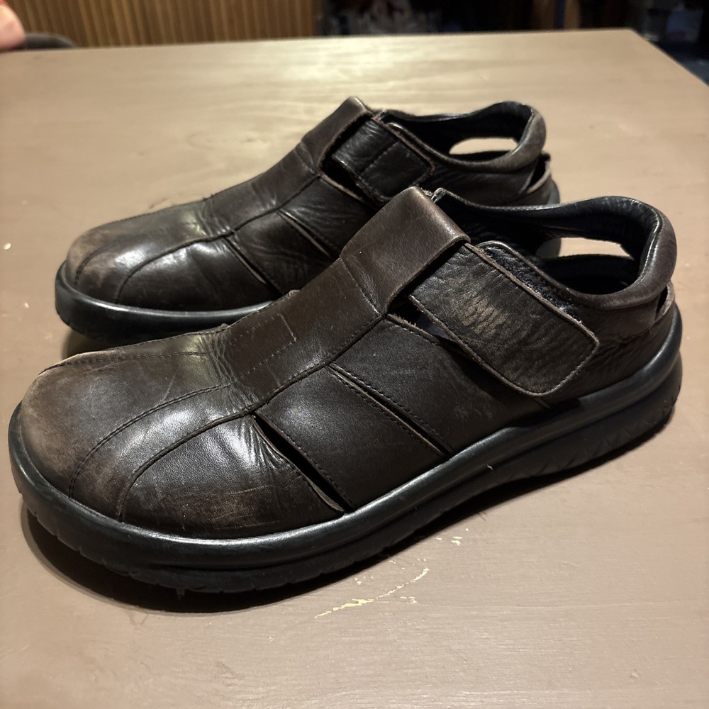 Tatami Birkenstock brown leather closed-toe fisherman sandals Men's Sz 11
